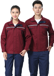 帶反光條長袖棗紅色春秋工作服TM663-02 帶反光條長袖棗紅色春秋工作服TM663-02